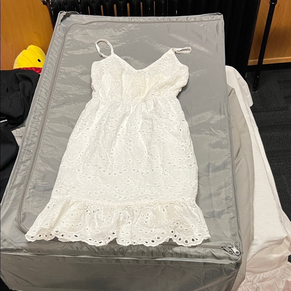 Japna White Eyelet Casual Kids Dress